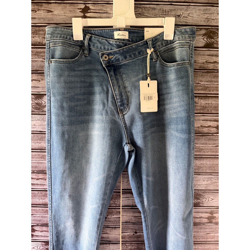 KanCan Curvy Crossover Slim Straight Jeans Blue KC70041 High Rise Womens 16W NWT